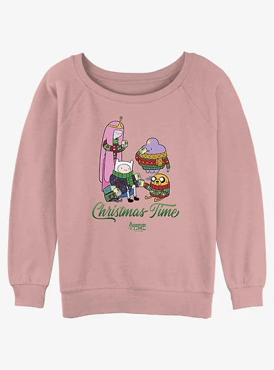 Adventure Time Christmas Friends Womens Slouchy Sweatshirt