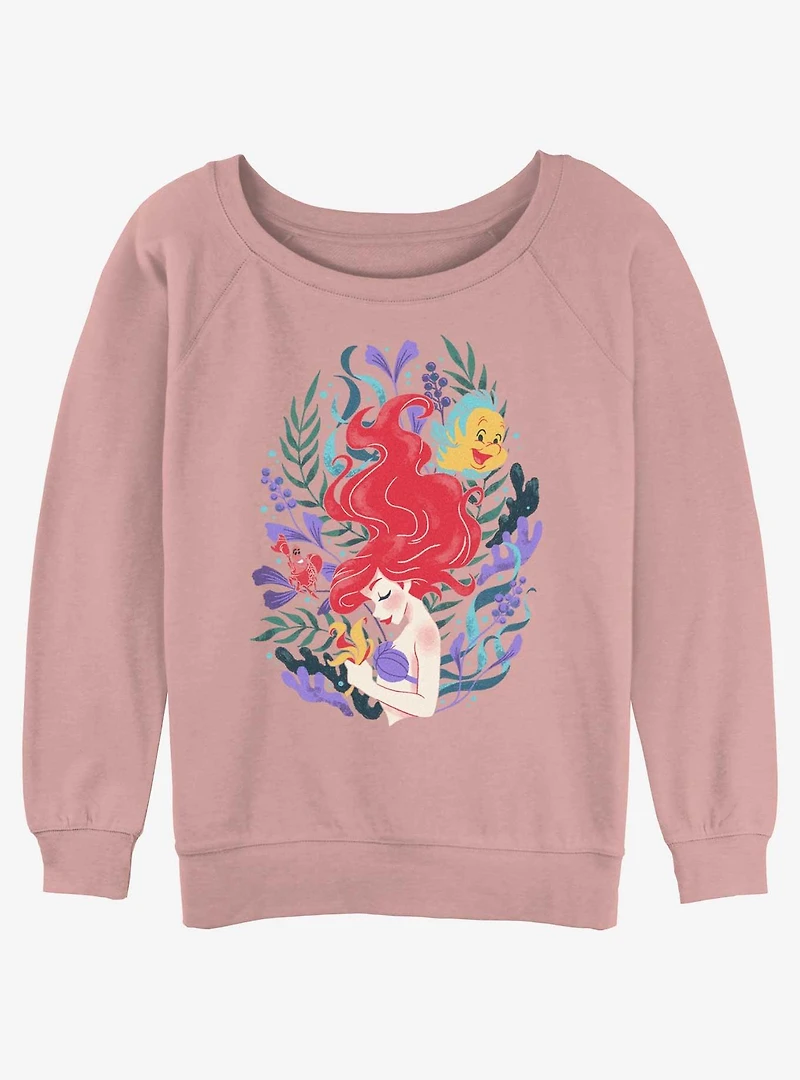 Disney The Little Mermaid Leafy Ariel Womens Slouchy Sweatshirt