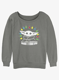 Star Wars The Mandalorian Child of Christmas Lights Womens Slouchy Sweatshirt
