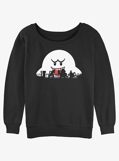 Nintendo Mario Big Boo Silhouettes Womens Slouchy Sweatshirt