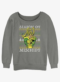 Marvel Loki Mischief Season Ugly Christmas Womens Slouchy Sweatshirt