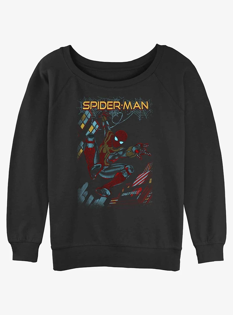 Marvel Spider-Man Slinging Cover Womens Slouchy Sweatshirt