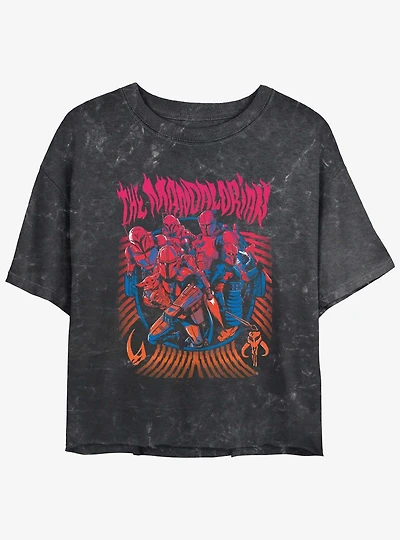 Star Wars The Mandalorian Banded Clans Mudhorn & Keldau Mineral Wash Womens Crop T-Shirt