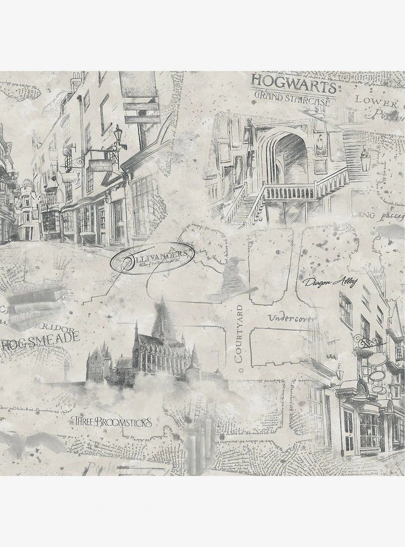 Harry Potter Taupe Map Peel & Stick Wallpaper