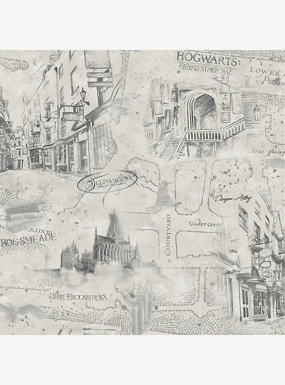 Harry Potter Taupe Map Peel & Stick Wallpaper