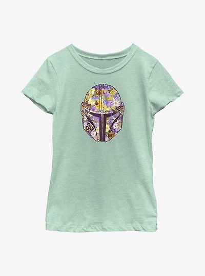 Star Wars The Mandalorian Floral Helmet Youth Girls T-Shirt