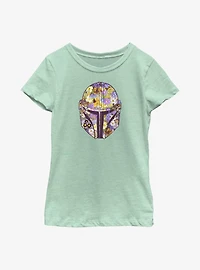 Star Wars The Mandalorian Floral Helmet Youth Girls T-Shirt