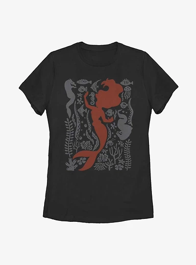 Disney The Little Mermaid Ariel Silhouette Womens T-Shirt
