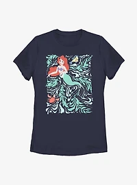Disney The Little Mermaid Swirly Poster Womens T-Shirt