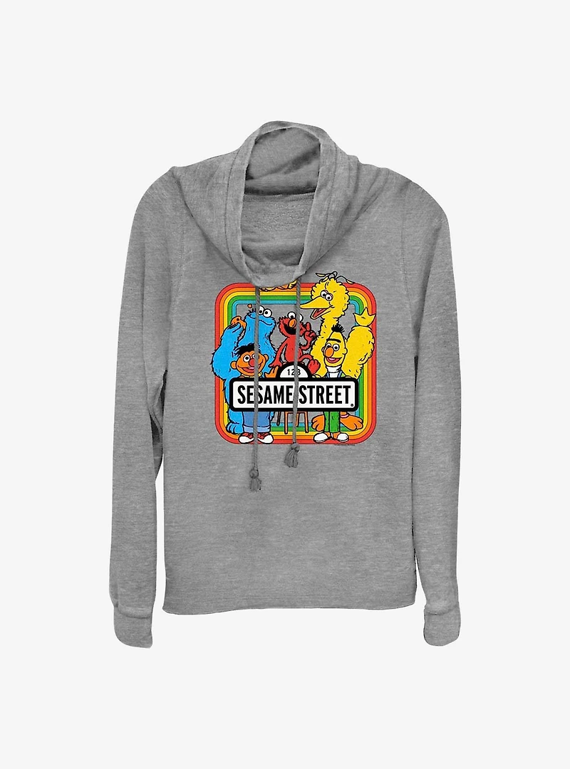 Sesame Street Rainbow Box Cowl Neck Long-Sleeve Top