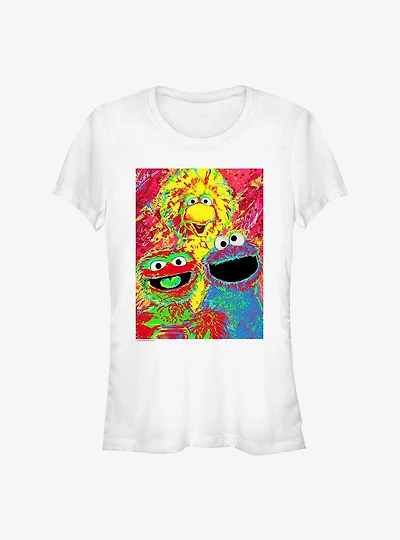 Sesame Street Big Bird, Oscar, and Cookie Monster Poster Girls T-Shirt
