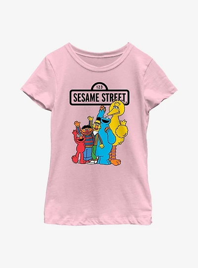 Sesame Street Friends Waving Youth Girls T-Shirt