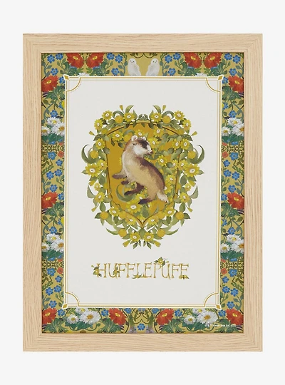 Harry Potter Floral Hufflepuff Crest Wooden Wall Art