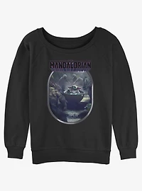 Star Wars The Mandalorian Alamites Attack Grogu Womens Slouchy Sweatshirt