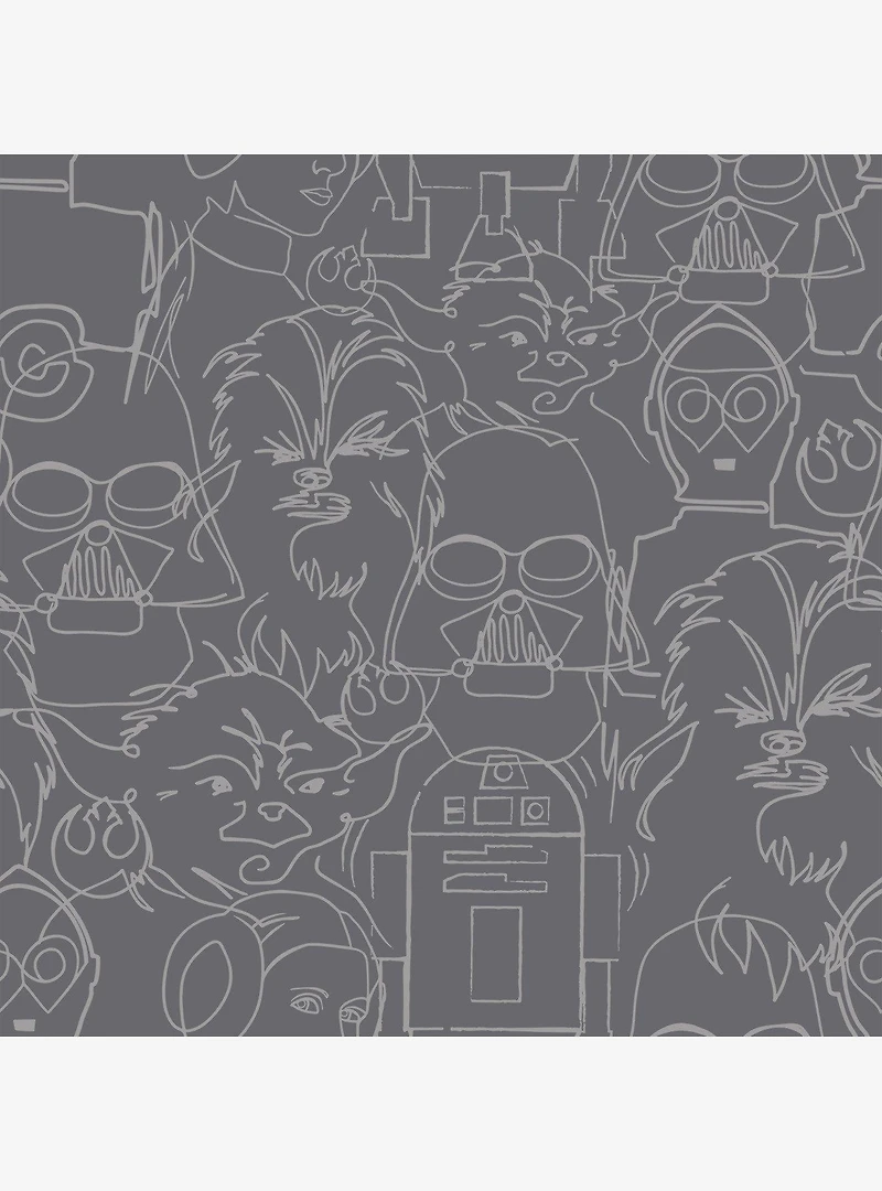 Star Wars Saga Grey Line Sketches Peel And Stick Wallpaper