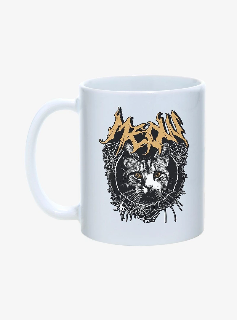 Hot Topic Meow Cat Spiderweb Mug 11oz