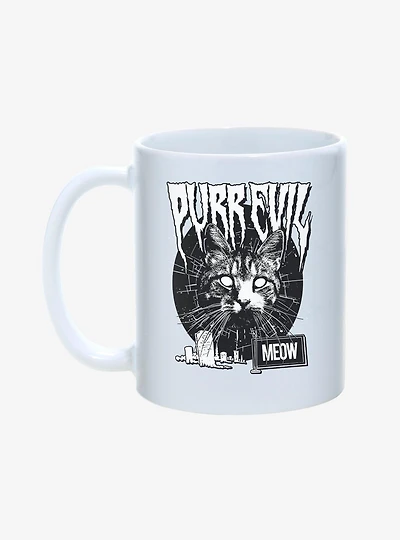 Purr Evil Meow Cemetery Mug 11oz