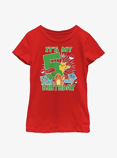 Pokemon It's My 5th Birthday Youth Girls T-Shirt