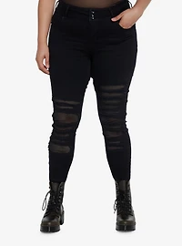 Cosmic Aura Black Destructed Super Skinny Jeans Plus Size