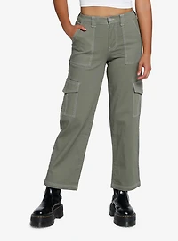 Olive Contrast Stitch Carpenter Pants