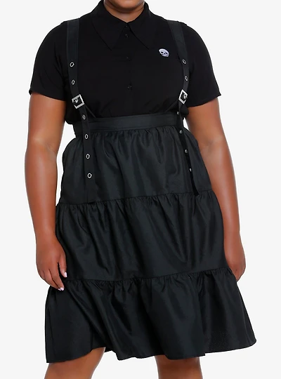 Cosmic Aura Black Tiered Suspender Skirt Plus