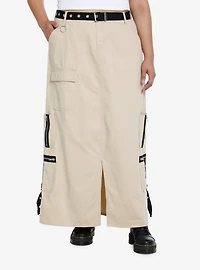 Social Collision Khaki Cargo Maxi Skirt Plus