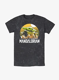 Star Wars The Mandalorian Grogu Playing With Stone Crabs Mineral Wash T-Shirt