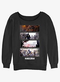 Star Wars The Mandalorian Battle Sequence Womens Slouchy Sweatshirt