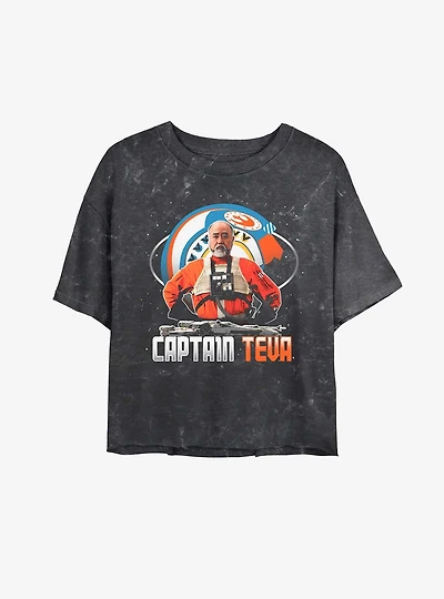 Star Wars The Mandalorian Captain Teva Mineral Wash Womens Crop T-Shirt