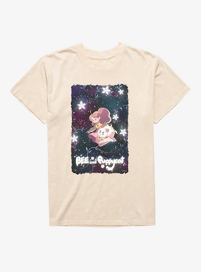 Bee And Puppycat Space Flowers Poster Mineral Wash T-Shirt