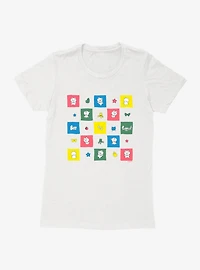 Bee And Puppycat Checkerboard Icons Womens T-Shirt