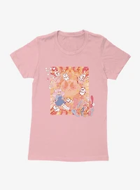 Bee And Puppycat Watercolor Art Flowers Womens T-Shirt