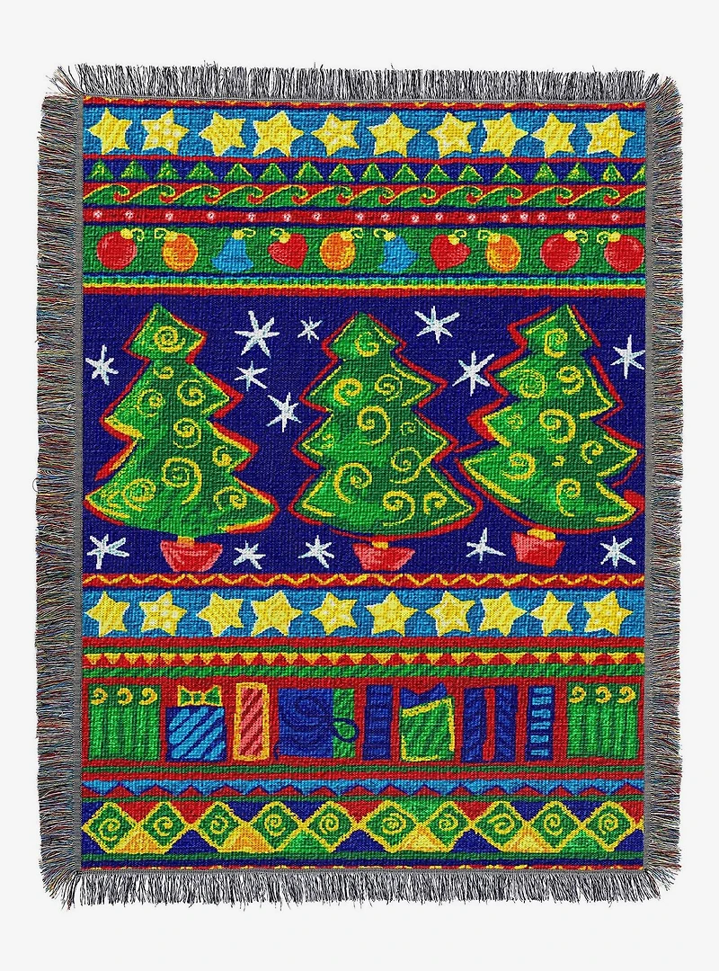 Tree Festivity Holiday Woven Tapestry Throw Blanket