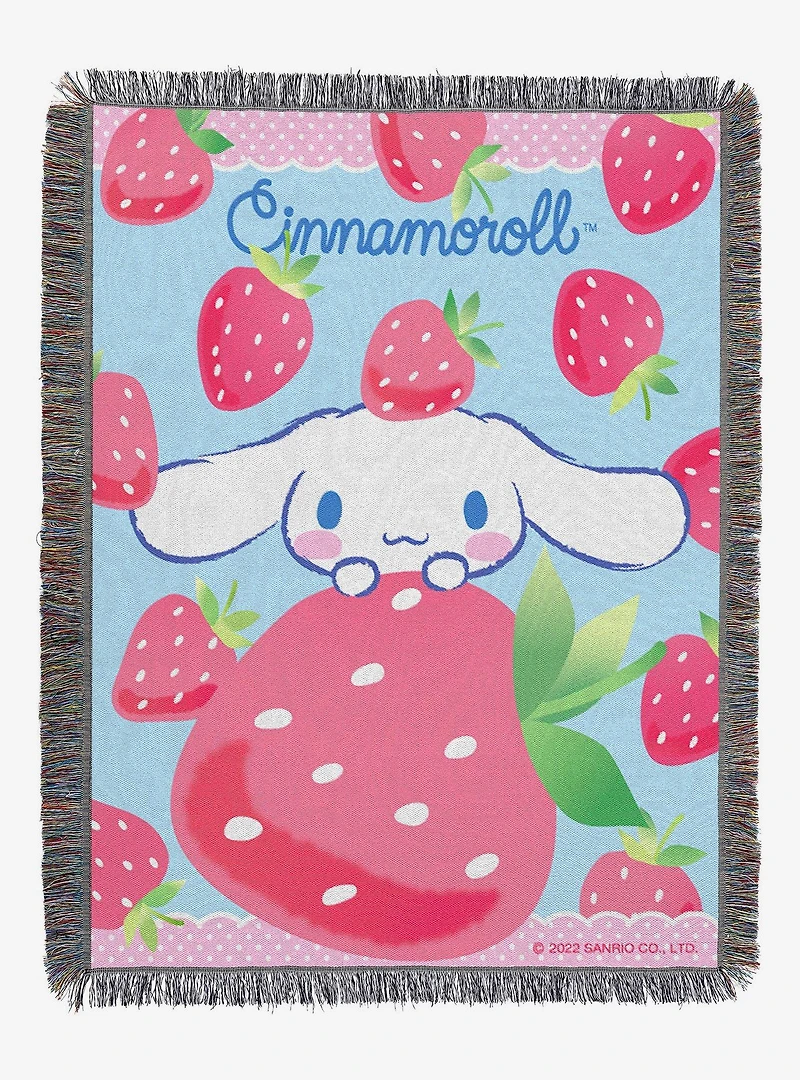 Cinnamoroll Strawberry Surprise Woven Tapestry Throw Blanket