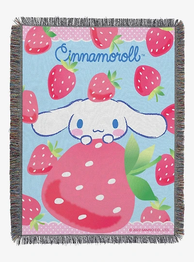 Cinnamoroll Strawberry Surprise Woven Tapestry Throw Blanket
