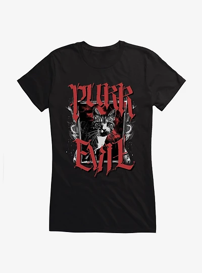 Cat Purr Evil Goth Frame Girls T-Shirt