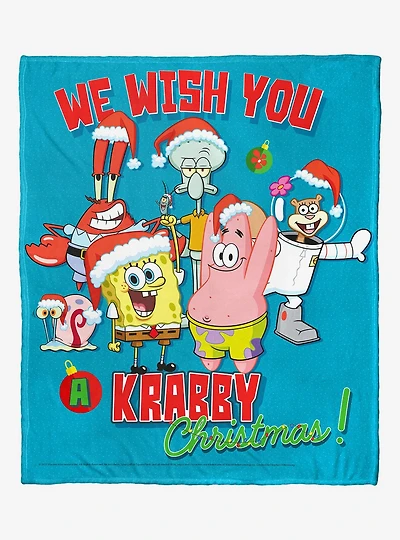 SpongeBob SquarePants Krabby Christmas Throw Blanket