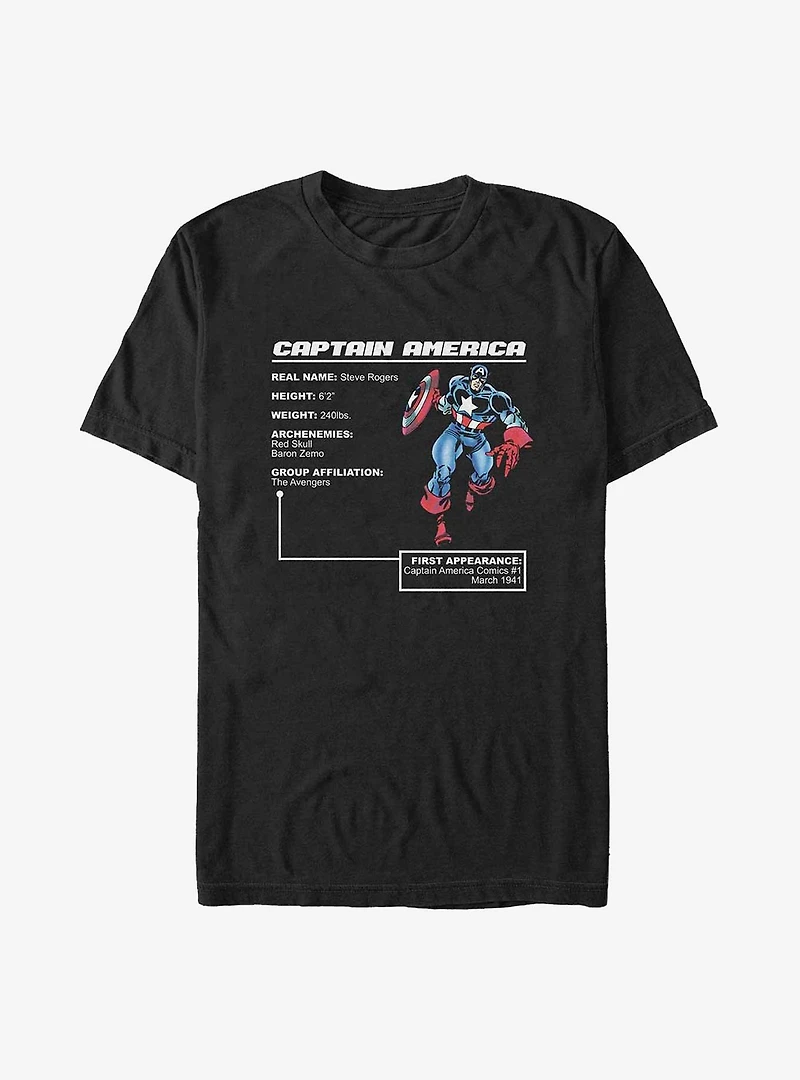 Marvel Captain America Hero Stats T-Shirt