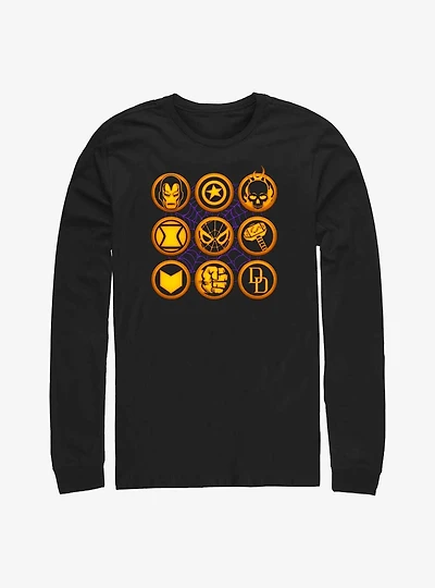 Marvel Avengers Halloween Hero Icons Long-Sleeve T-Shirt