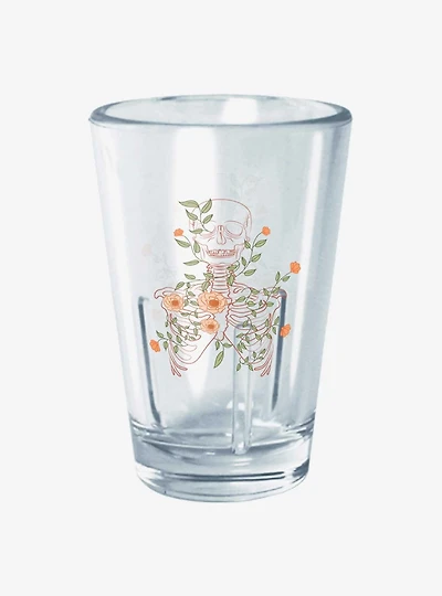 Skeleton Flowers Lineart Mini Glass