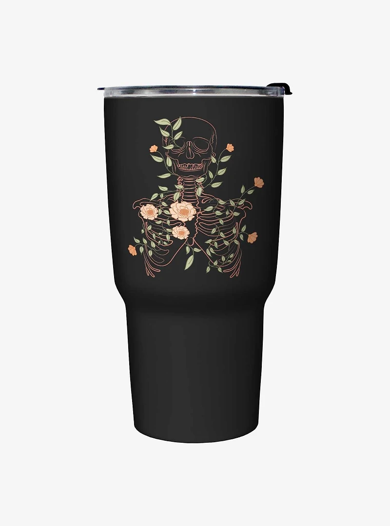Skeleton Flowers Lineart Travel Mug