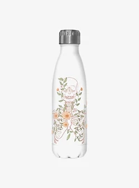 Skeleton Flowers Lineart Water Bottle