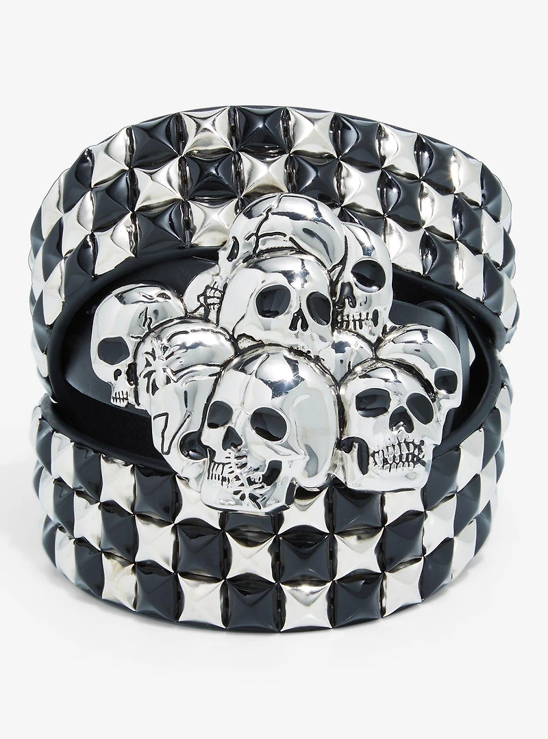 Skull Buckle Pyramid Stud Belt