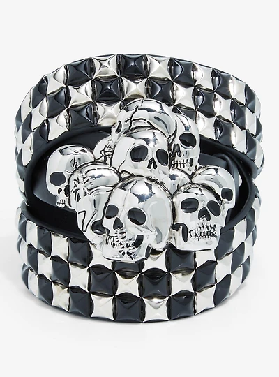 Skull Buckle Pyramid Stud Belt