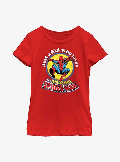 Marvel Spider-Man Just A Kid Who Loves Youth Girls T-Shirt