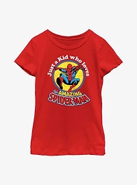 Marvel Spider-Man Just A Kid Who Loves Youth Girls T-Shirt
