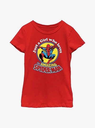 Marvel Spider-Man Just A Girl Who Loves Youth Girls T-Shirt