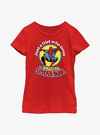Marvel Spider-Man Just A Girl Who Loves Youth Girls T-Shirt