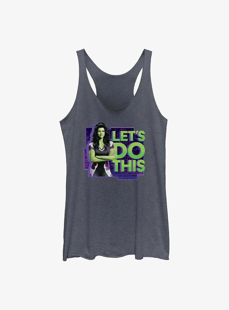Marvel She-Hulk Let's Do This Badge Girls Raw Edge Tank
