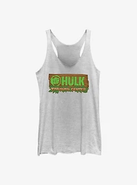 Marvel She-Hulk Leafy Hulk Traning Center Logo Badge Girls Raw Edge Tank